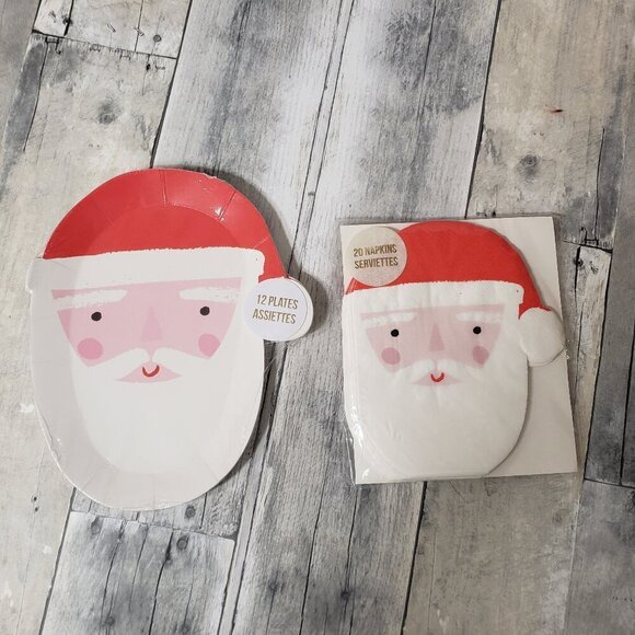 Meri Meri - Santa Paper Plates (12) & Napkins (20) - Picture 1 of 2